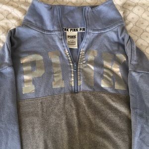 Victoria's Secret Pink Blue&Gray Pullover Half Zip